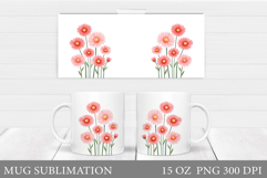 Flowers Mug Sublimation. Floral Mug Wrap Design Product Image 1