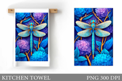 Dragonfly Kitchen Towel. Flowers Kitchen Towel Design Product Image 1