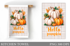 Pumpkin Kitchen Towel Design. Fall Kitchen Towel Sublimation Product Image 1