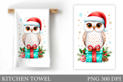 Christmas Owl Kitchen Towel. Christmas Owl Kitchen Towel Product Image 1