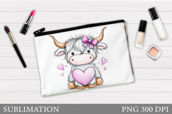Valentines Cow Makeup Bag. Valentines Cosmetics Bag Design Product Image 1