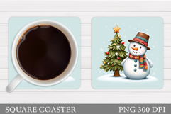 Cute Snowman Coaster Design. Christmas Coaster Sublimation Product Image 1
