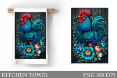 Rooster Kitchen Towel design. Rooster Sublimation Product Image 1