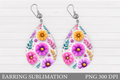 Flowers Earring Design. Floral Earring Sublimation Product Image 1