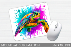 Turtle Mouse Pad Design. Sea Turtle Mouse Pad Sublimation Product Image 1