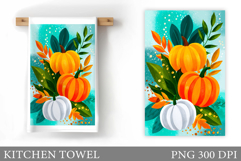 Fall Pumpkin Kitchen Towel. Fall Kitchen Towel Sublimation Product Image 1