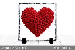 Crochet Heart Slate Design. Valentines Heart Sublimation Product Image 1
