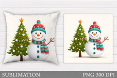 Christmas Snowman Pillow. Christmas Pillow Sublimation Product Image 1