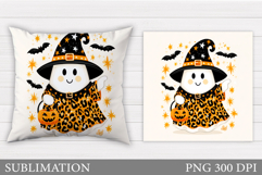 Cute Ghost Pillow Design. Halloween Pillow Sublimation Product Image 1