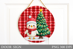 Christmas Chicken Door Sign. Christmas Door Sign Sublimation Product Image 1