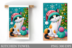 Christmas Cat Kitchen Towel. Christmas Kitchen Towel Design Product Image 1