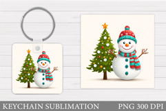 Christmas Snowman Keychain. Christmas Keychain Sublimation Product Image 1