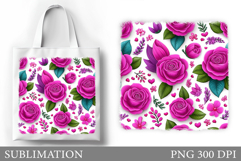 Roses Tote Bag Sublimation. Flowers Sublimation Product Image 1