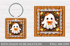 Halloween Ghost Keychain. Halloween Keychain Sublimation Product Image 1