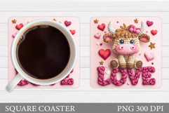 Valentines Cow Coaster Design. Valentines Square Coaster Product Image 1