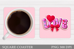 Love Coaster Sublimation. Valentines Coaster Design Product Image 1