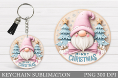 Christmas Gnome Keychain. Christmas Keychain Sublimation Product Image 1