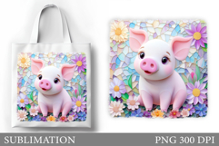Cute Pig Tote Bag Design. Cute Pig Sublimation Product Image 1