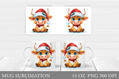 Christmas Cow Mug Design. Christmas Mug Sublimation Product Image 1