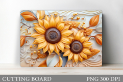 3D Sunflowers Cutting Board. Flowers Kitchen Cutting Board Product Image 1