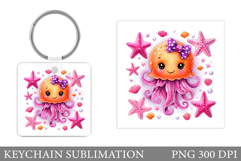 Cute Jellyfish Keychain Design. Jellyfish Sublimation Product Image 1
