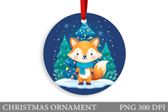 Cute Fox Christmas Ornament. Christmas Ornament Sublimation Product Image 1
