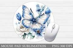Butterfly Mouse Pad Design. Flowers Mouse Pad Sublimation Product Image 1