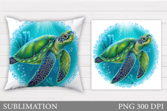 Turtle Pillow Sublimation. Turtle Sublimation Product Image 1