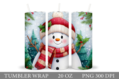 Cute Snowman Tumbler Design. Christmas Tumbler Sublimation Product Image 1