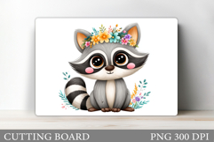 Cute Raccoon Cutting Board. Cute Raccoon Sublimation Product Image 1