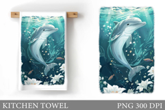Dolphin Kitchen Towel. Sea Kitchen Towel Design Product Image 1