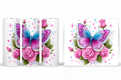 Butterfly Tumbler Sublimation. Flowers Tumbler Design Product Image 2