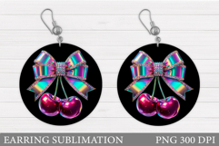 Cherry Earring Design. Cherries Sublimation Product Image 1