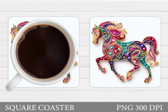 Horse Coaster Design. Horse Square Coaster Sublimation Product Image 1