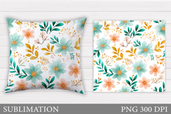 Flowers Pillow Design. Floral Pillow Sublimation Product Image 1