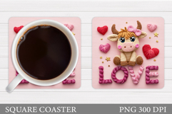 Valentines Cow Coaster Design. Valentines Square Coaster Product Image 1