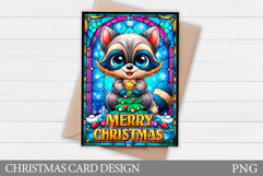 Christmas Raccoon Card Design. Christmas Card Printable Product Image 1