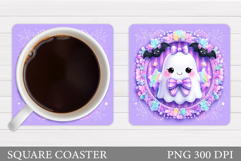 Cute Halloween Coaster Sublimation. Ghost Coaster Design Product Image 1