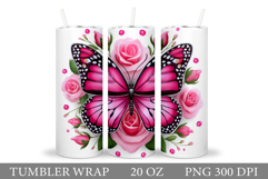 Butterfly Tumbler Sublimation. Flowers Tumbler Design Product Image 1