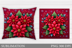 Poinsettia Pillow Sublimation. Flowers Pillow Design Product Image 1