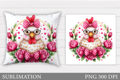 Cute Chicken Sublimation. Funny Chicken Pillow Design Product Image 1