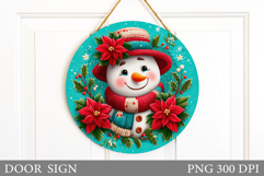 Cute Snowman Door Sign Design. Christmas Sublimation Product Image 1