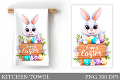 Easter Bunny Kitchen Towel. Bunny Kitchen Towel Sublimation Product Image 1