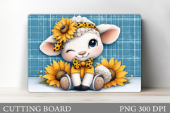 Cute Lamb Cutting Board. Lamb Flowers Cutting Board Design Product Image 1