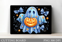 Denim Ghost Cutting Board. Halloween Cutting Board Design Product Image 1