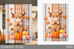 Fall Cow Garden Flag Design. Fall Garden Flag Sublimation Product Image 1