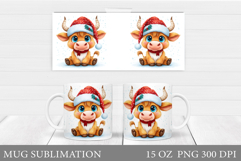 Christmas Cow Mug Design. Christmas Mug Sublimation Product Image 1