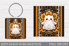 Cute Ghost Keychain Design. Cute Halloween Keychain Product Image 1