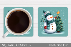Cute Snowman Coaster. Christmas Coaster Sublimation Product Image 1