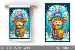 Christmas Cow Kitchen Towel Design. Christmas Kitchen Towel Product Image 1